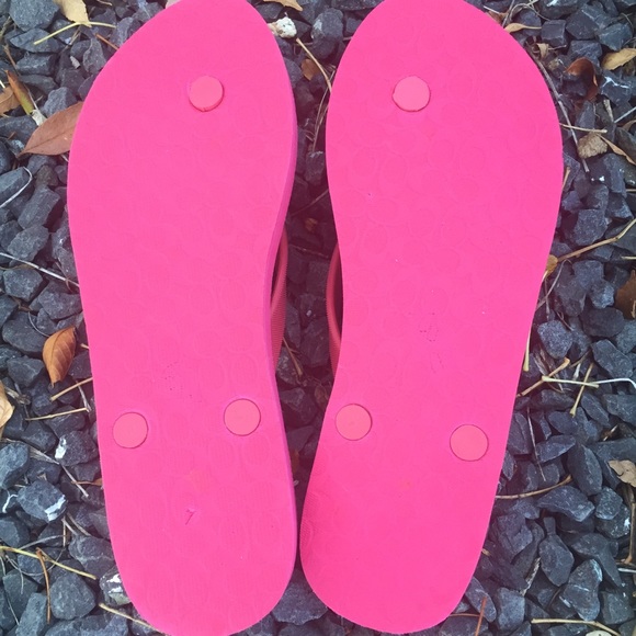 Coach Amel Poppy/Pink Gingham Flip Flops Size 10 - Picture 4 of 10